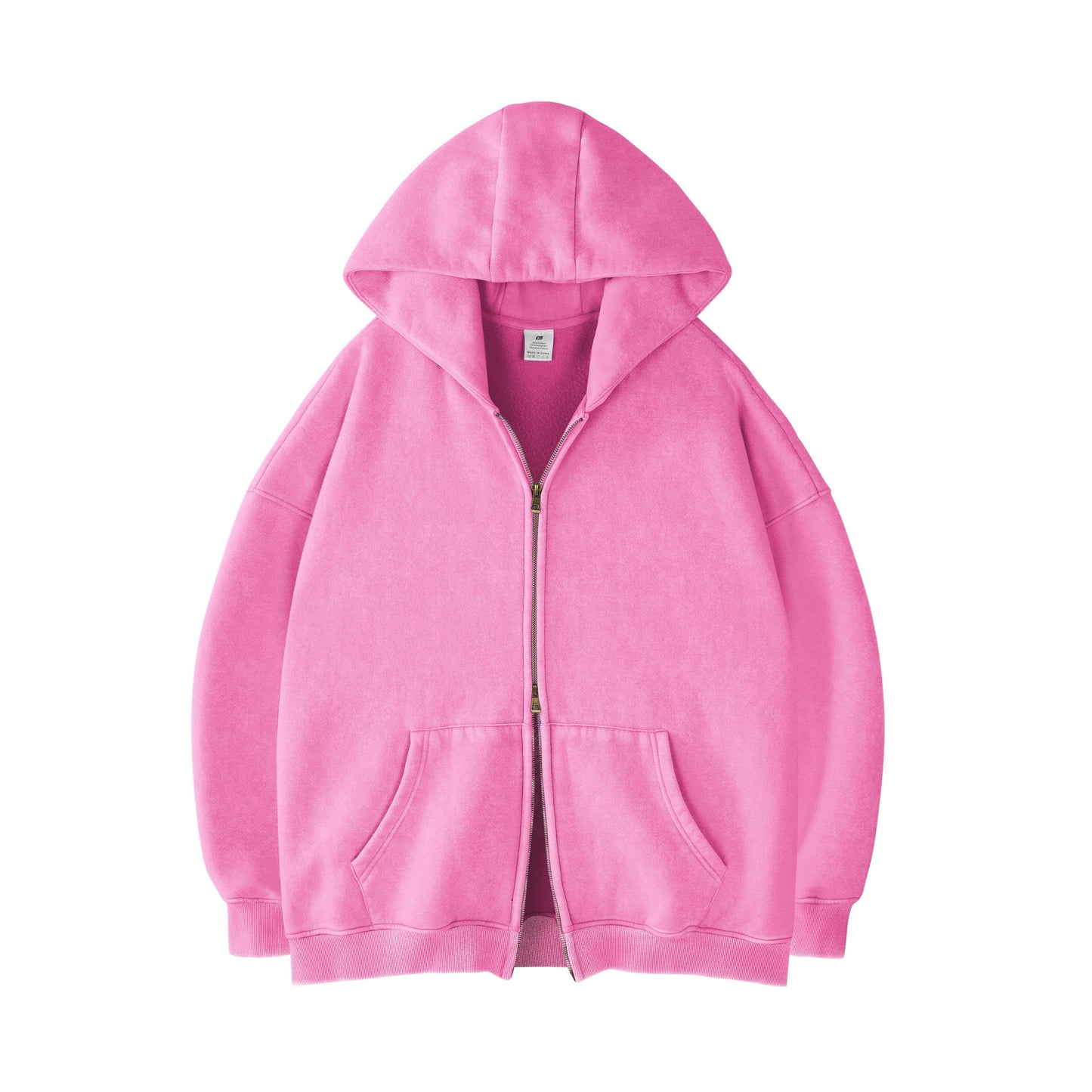 Faiable Women’s Oversized Double-Zip Acid Wash Hoodie – Heavyweight Fleece Cotton