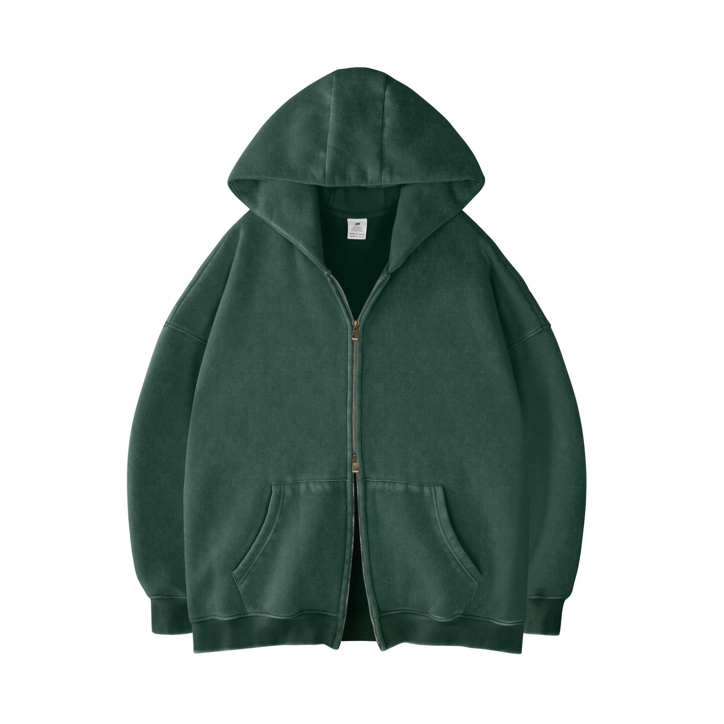 Faiable Women’s Oversized Double-Zip Acid Wash Hoodie – Heavyweight Fleece Cotton