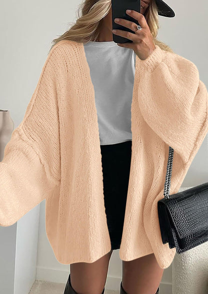 Women’s Oversized Lantern Sleeve Cardigan – Lightweight Fall Knit Sweater, Open Front