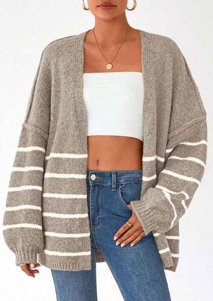 Women’s Oversized Lantern Sleeve Cardigan – Lightweight Fall Knit Sweater, Open Front