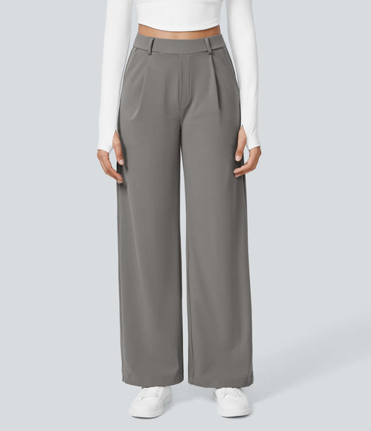 High Waisted Pocket Straight Leg Work Pants | Regular