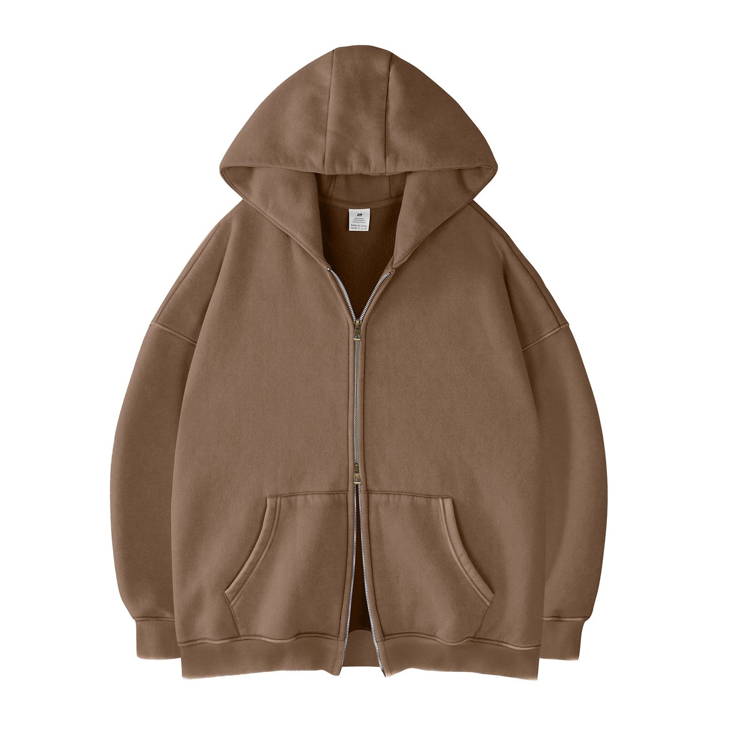 Faiable Women’s Oversized Double-Zip Acid Wash Hoodie – Heavyweight Fleece Cotton