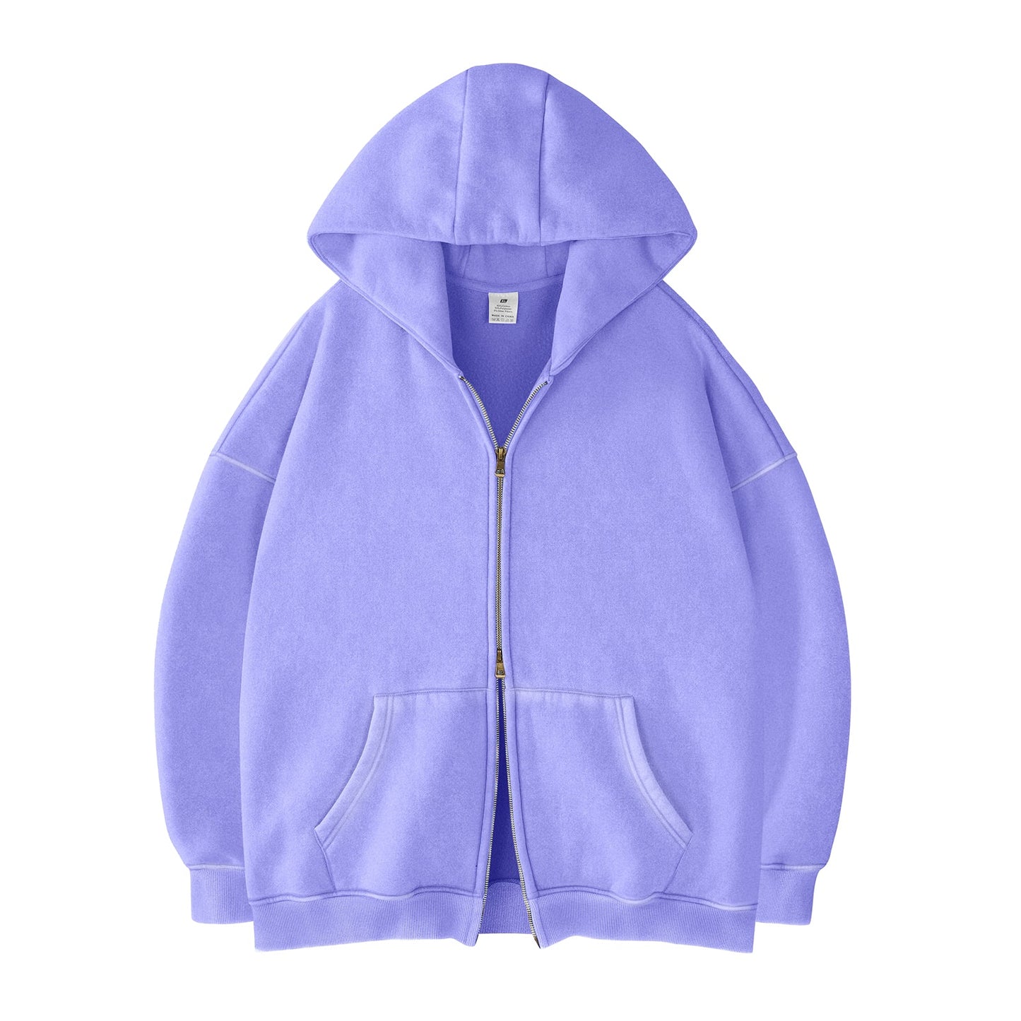 Faiable Women’s Oversized Double-Zip Acid Wash Hoodie – Heavyweight Fleece Cotton