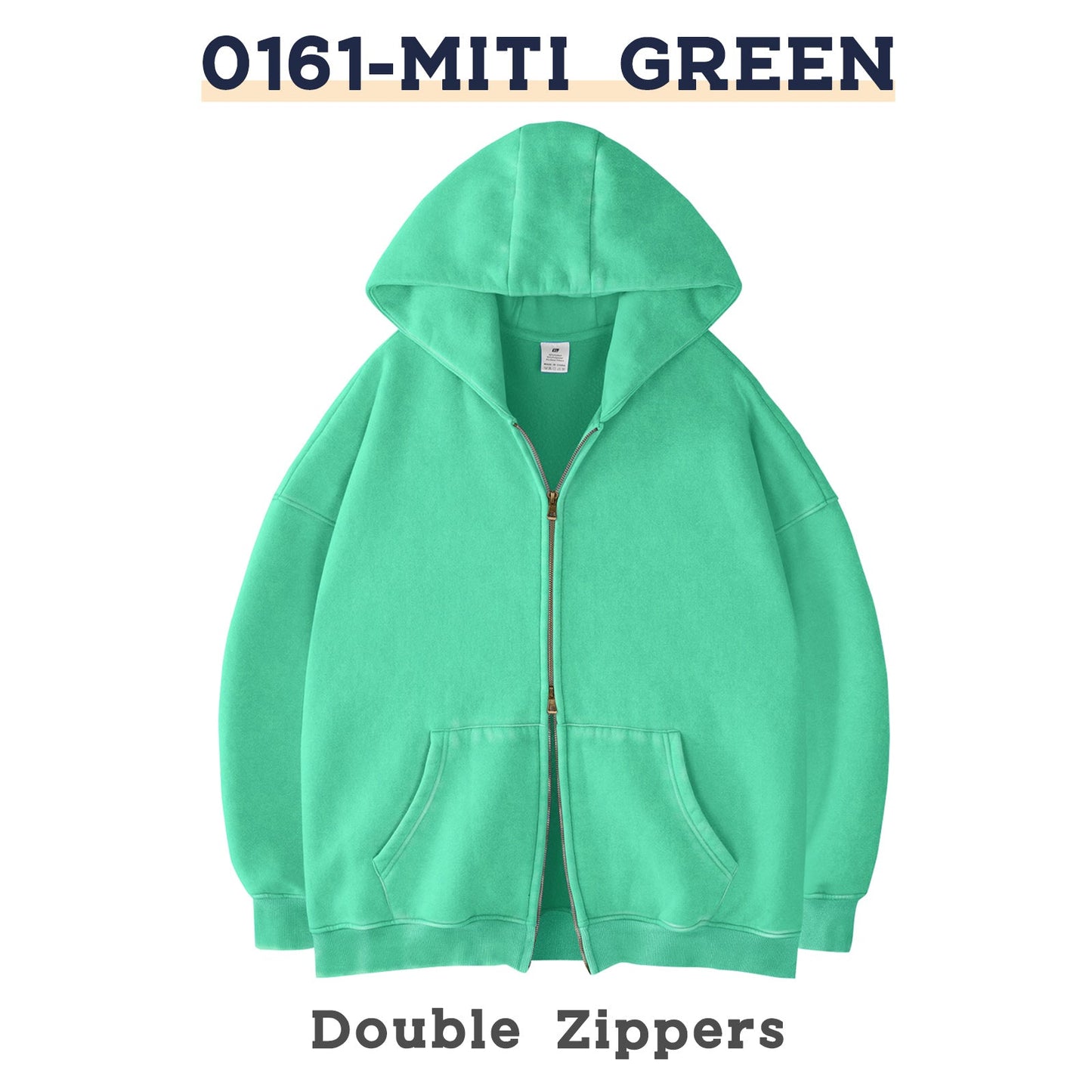 Faiable Women’s Oversized Double-Zip Acid Wash Hoodie – Heavyweight Fleece Cotton