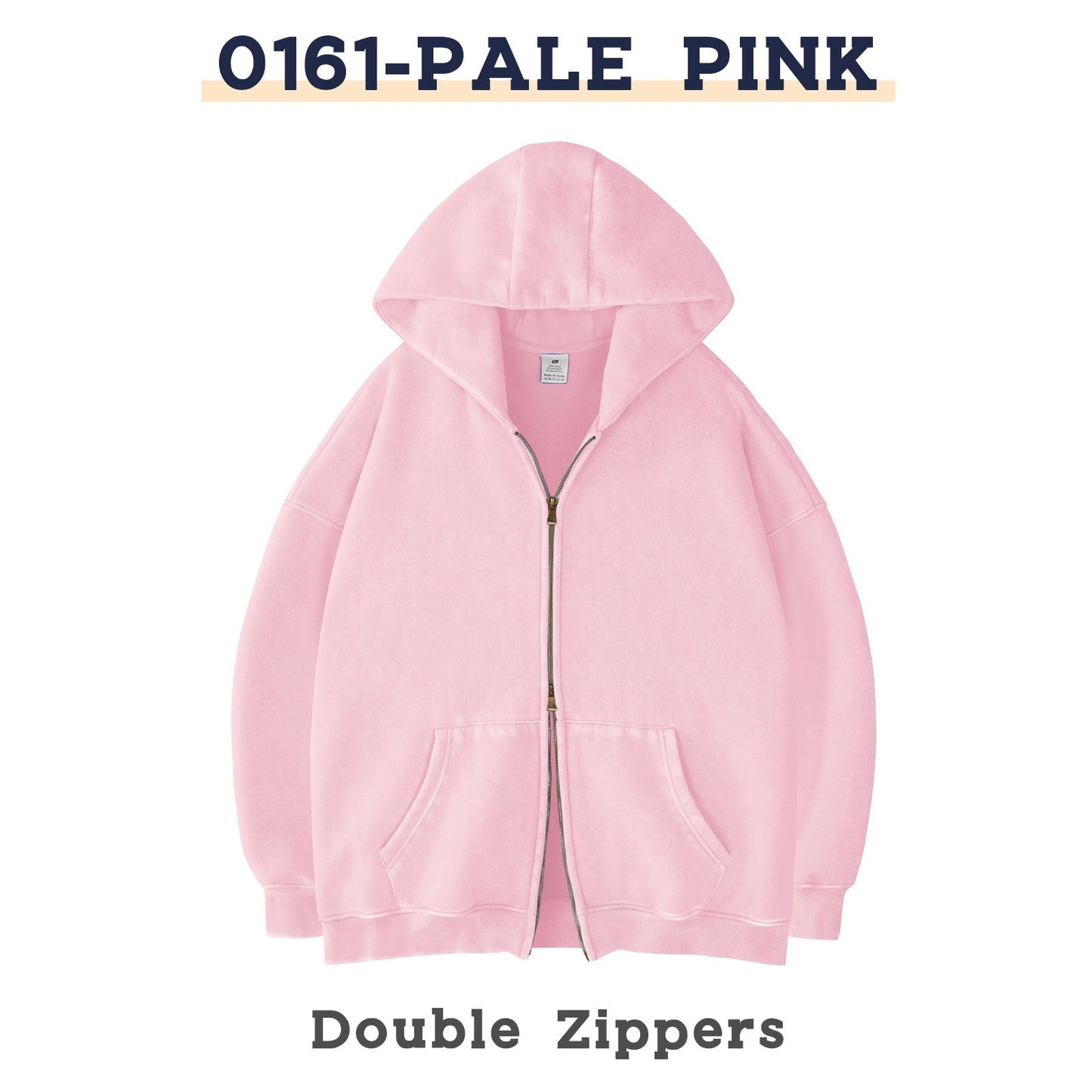 Faiable Women’s Oversized Double-Zip Acid Wash Hoodie – Heavyweight Fleece Cotton