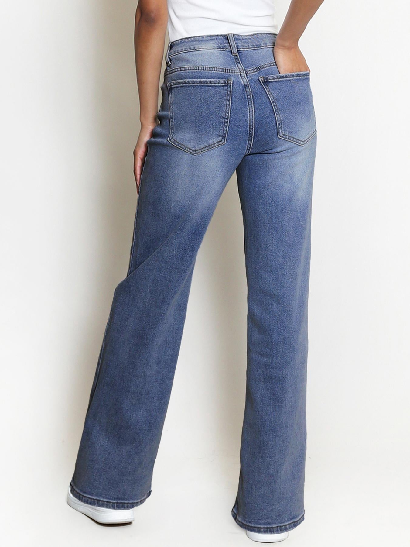 Casual Mid-Rise Denim Multi-Pocket Stretchy Jeans