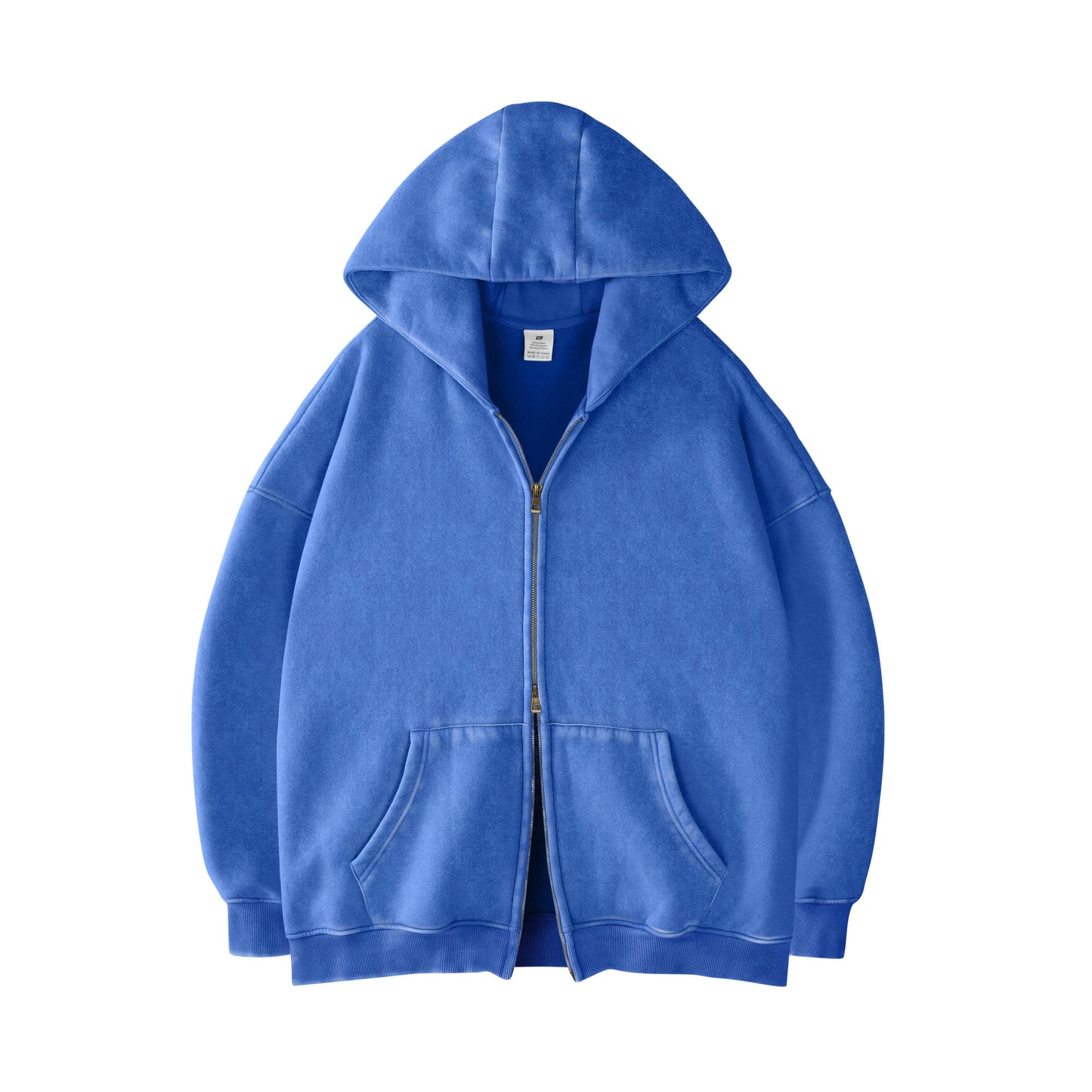 Faiable Women’s Oversized Double-Zip Acid Wash Hoodie – Heavyweight Fleece Cotton