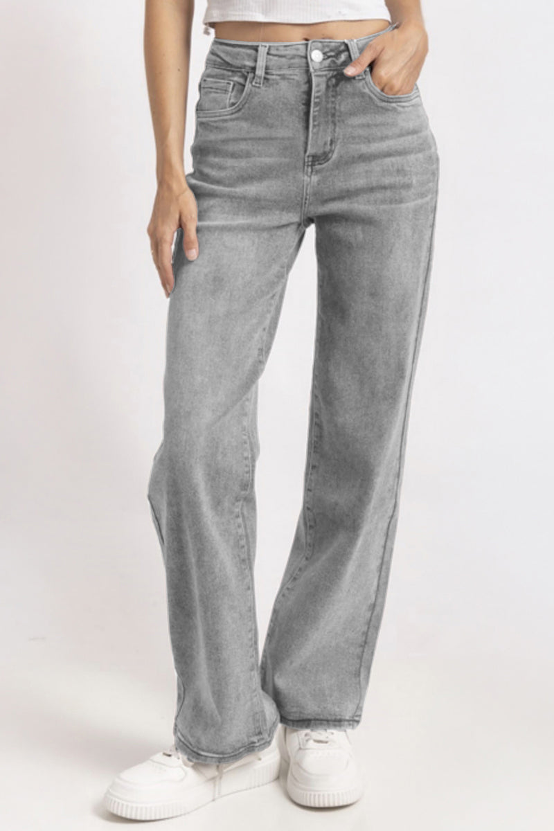 Casual Mid-Rise Denim Multi-Pocket Stretchy Jeans