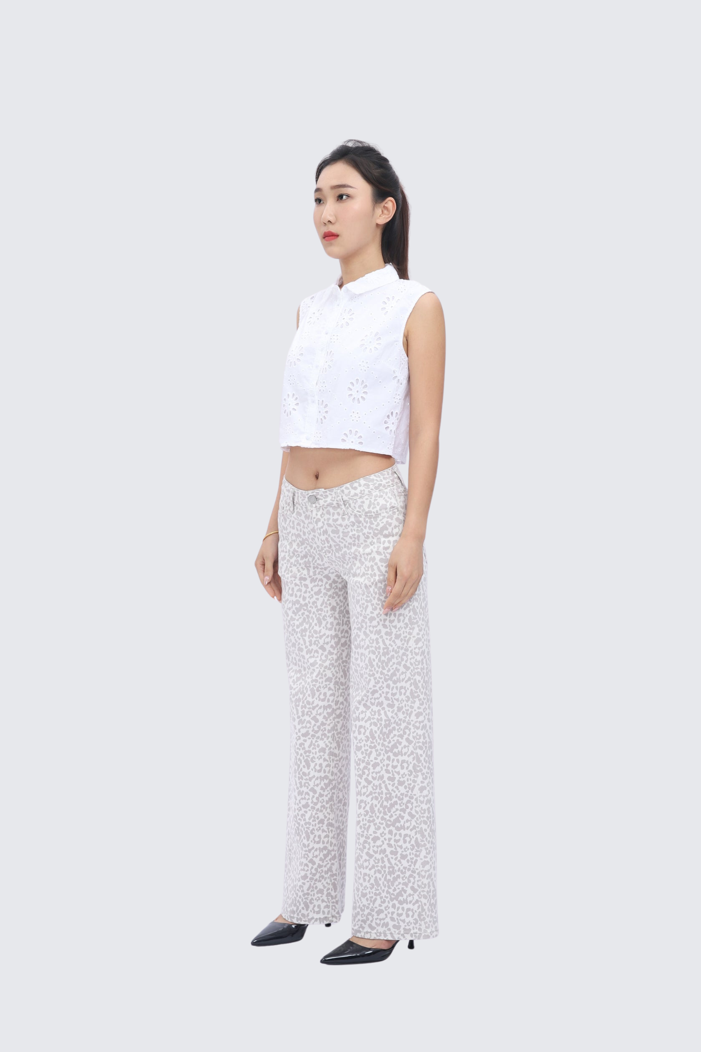 Women’s Baggy Wide-Leg Jeans – Mid-Low Rise, Stretchy & Comfortable