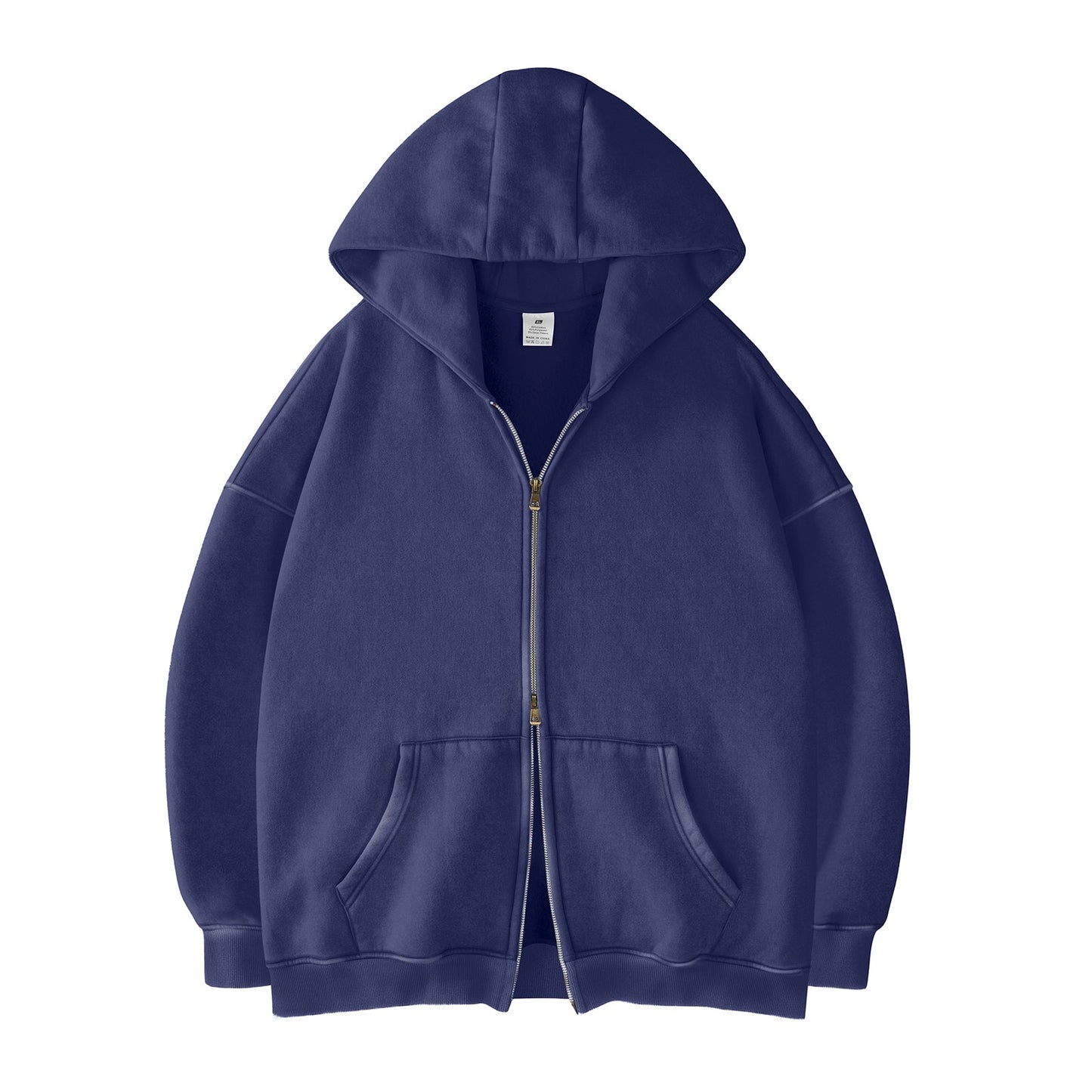 Faiable Women’s Oversized Double-Zip Acid Wash Hoodie – Heavyweight Fleece Cotton
