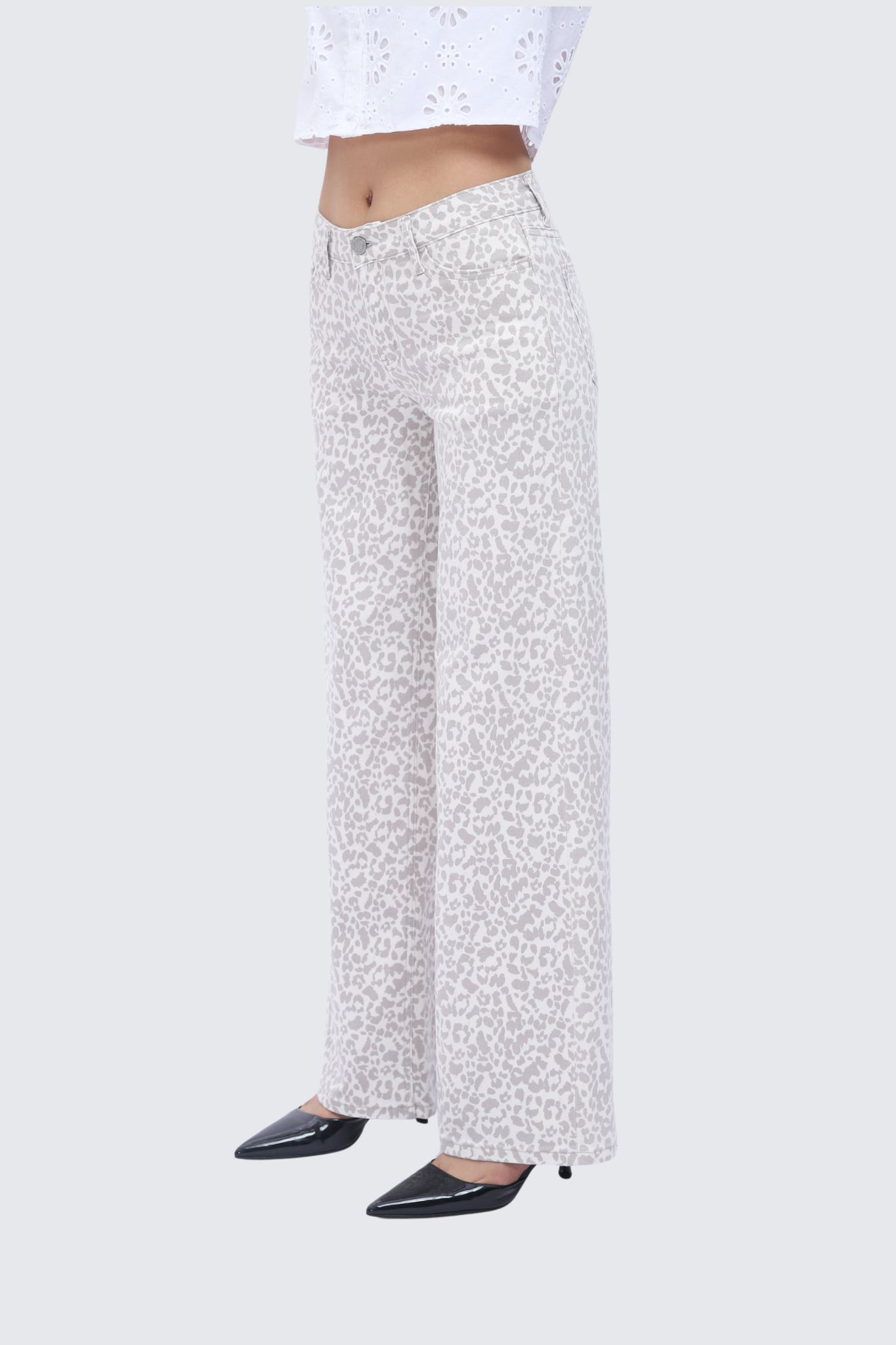 Women’s Baggy Wide-Leg Jeans – Mid-Low Rise, Stretchy & Comfortable