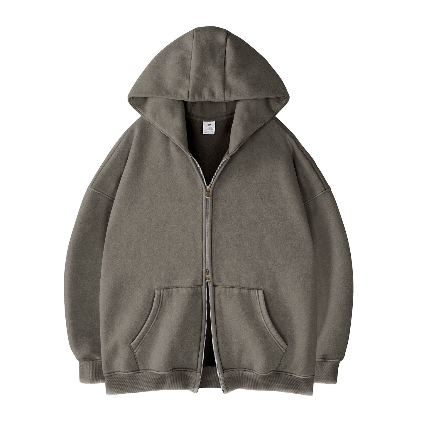 Faiable Women’s Oversized Double-Zip Acid Wash Hoodie – Heavyweight Fleece Cotton