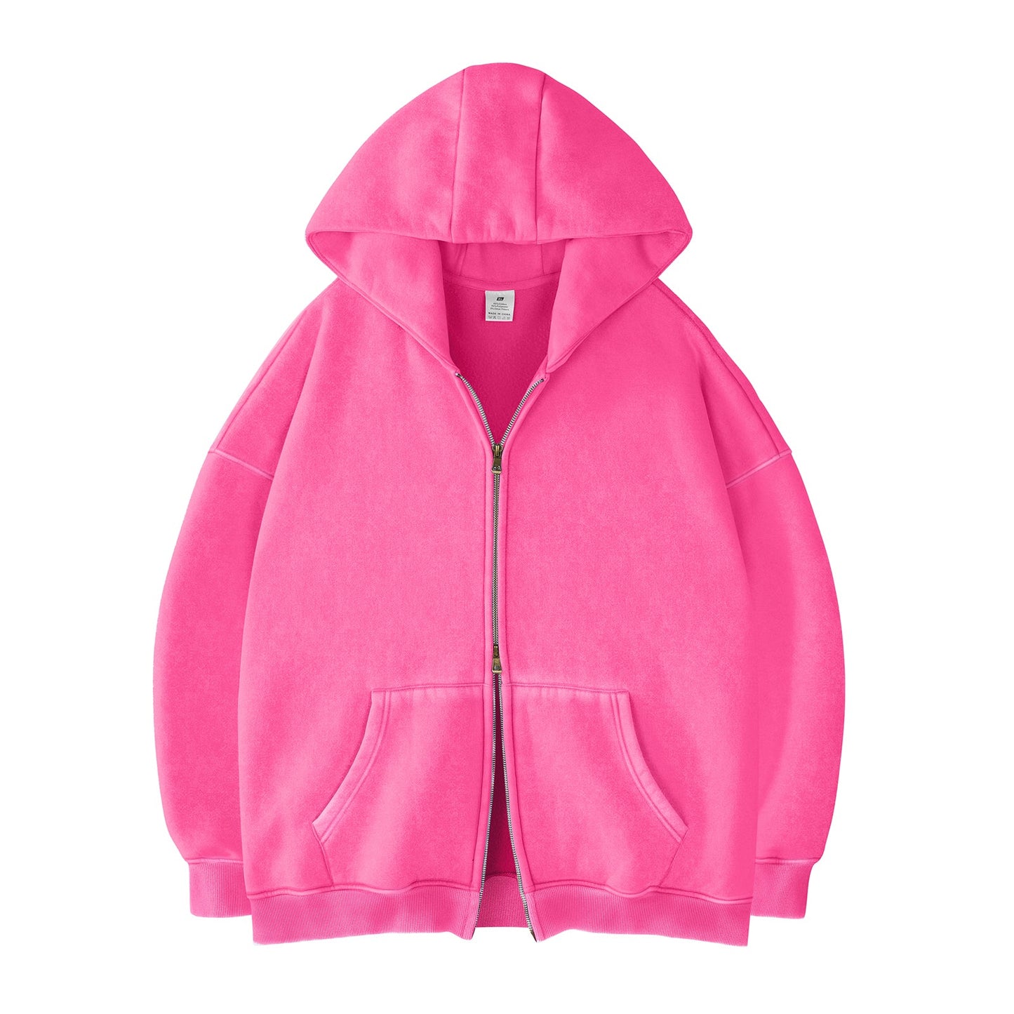 Faiable Women’s Oversized Double-Zip Acid Wash Hoodie – Heavyweight Fleece Cotton